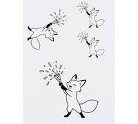 Azeeda 4 x 'Confetti Fox' Temporary Tattoos - Water Resistant, Skin-Safe, Non-Toxic Transfers, Mixed Sizes (TO00100110)