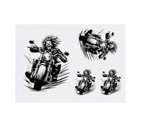 Azeeda 4 x 'Crazy Biker' Temporary Tattoos - Water Resistant, Skin-Safe, Non-Toxic Transfers, Mixed Sizes (TO00095790)