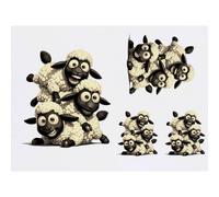 Azeeda 4 x 'Crazy Sheep Pile Up' Temporary Tattoos - Water Resistant, Skin-Safe, Non-Toxic Transfers, Mixed Sizes (TO00100790)