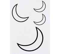 Azeeda 4 x 'Crescent Moon Line Art' Temporary Tattoos - Water Resistant, Skin-Safe, Non-Toxic Transfers, Mixed Sizes (TO00103484)