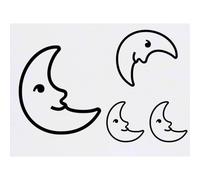 Azeeda 4 x 'Crescent Moon Line Art' Temporary Tattoos - Water Resistant, Skin-Safe, Non-Toxic Transfers, Mixed Sizes (TO00103482)