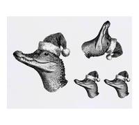 Azeeda 4 x 'Crocodile Wearing Santa Hat' Temporary Tattoos - Water Resistant, Skin-Safe, Non-Toxic Transfers, Mixed Sizes (TO00094780)
