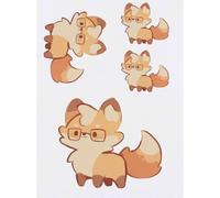 Azeeda 4 x 'Cute Chibi Fox with Glasses' Temporary Tattoos - Water Resistant, Skin-Safe, Non-Toxic Transfers, Mixed Sizes (TO00099802)