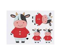 Azeeda 4 x 'Cute Cow With Sweater' Temporary Tattoos - Water Resistant, Skin-Safe, Non-Toxic Transfers, Mixed Sizes (TO00094620)
