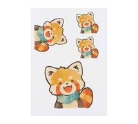 Azeeda 4 x 'Cute Excited Red Panda Wearing Scarf' Temporary Tattoos - Water Resistant, Skin-Safe, Non-Toxic Transfers, Mixed Sizes (TO00089856)