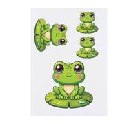 Azeeda 4 x 'Cute Frog On Lilypad' Temporary Tattoos - Water Resistant, Skin-Safe, Non-Toxic Transfers, Mixed Sizes (TO00093398)