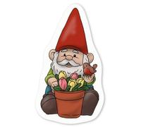 Azeeda 4 x 'Cute Garden Gnome' White Premium Vinyl Decal Stickers - Waterproof, Durable & Easy to Apply - for Car Bumpers, Windows, Bins & More - Small (50mm) (DW00079768)