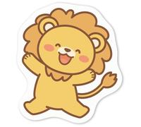 Azeeda 4 x 'Cute Happy Lion Jumping' White Premium Vinyl Decal Stickers - Waterproof, Durable & Easy to Apply - for Car Bumpers, Windows, Bins & More - Small (50mm) (DW00181791)