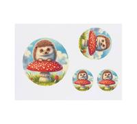 Azeeda 4 x 'Cute Hedgehog On Toadstool' Temporary Tattoos - Water Resistant, Skin-Safe, Non-Toxic Transfers, Mixed Sizes (TO00087716)