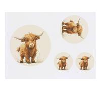 Azeeda 4 x 'Cute Highland Cow Standing' Temporary Tattoos - Water Resistant, Skin-Safe, Non-Toxic Transfers, Mixed Sizes (TO00104886)