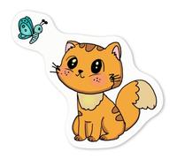 Azeeda 4 x 'Cute Kitten Watching Butterfly' White Premium Vinyl Decal Stickers - Waterproof, Durable & Easy to Apply - for Car Bumpers, Windows, Bins & More - Small (50mm) (DW00199959)