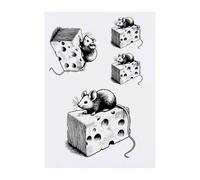Azeeda 4 x 'Cute Mouse On Cheese' Temporary Tattoos - Water Resistant, Skin-Safe, Non-Toxic Transfers, Mixed Sizes (TO00093002)