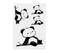 Azeeda 4 x 'Cute Panda Sitting On Branch' Temporary Tattoos - Water Resistant, Skin-Safe, Non-Toxic Transfers, Mixed Sizes (TO00089850)