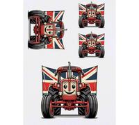 Azeeda 4 x 'Cute Red Farm Tractor' Temporary Tattoos - Water Resistant, Skin-Safe, Non-Toxic Transfers, Mixed Sizes (TO00089496)