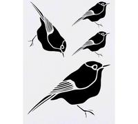 Azeeda 4 x 'Cute Robin Silhouette' Temporary Tattoos - Water Resistant, Skin-Safe, Non-Toxic Transfers, Mixed Sizes (TO00100854)
