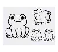 Azeeda 4 x 'Cute Sitting Frog' Temporary Tattoos - Water Resistant, Skin-Safe, Non-Toxic Transfers, Mixed Sizes (TO00089306)