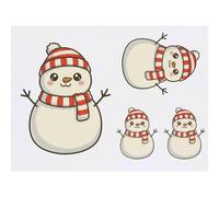 Azeeda 4 x 'Cute Smiling Snowman ' Temporary Tattoos - Water Resistant, Skin-Safe, Non-Toxic Transfers, Mixed Sizes (TO00094196)