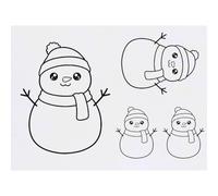 Azeeda 4 x 'Cute Smiling Snowman ' Temporary Tattoos - Water Resistant, Skin-Safe, Non-Toxic Transfers, Mixed Sizes (TO00094198)
