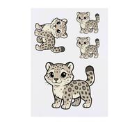 Azeeda 4 x 'Cute Snow Leopard' Temporary Tattoos - Water Resistant, Skin-Safe, Non-Toxic Transfers, Mixed Sizes (TO00091210)