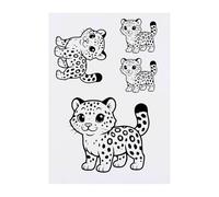 Azeeda 4 x 'Cute Snow Leopard' Temporary Tattoos - Water Resistant, Skin-Safe, Non-Toxic Transfers, Mixed Sizes (TO00091208)