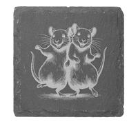 Azeeda 4 x 'Dancing Rats' 10cm Square Slate Coasters (CR00233026)