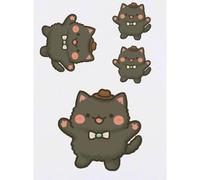 Azeeda 4 x 'Dapper Chibi Cat' Temporary Tattoos - Water Resistant, Skin-Safe, Non-Toxic Transfers, Mixed Sizes (TO00100238)