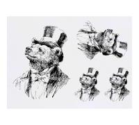 Azeeda 4 x 'Dapper Grizzly Bear' Temporary Tattoos - Water Resistant, Skin-Safe, Non-Toxic Transfers, Mixed Sizes (TO00097040)