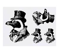 Azeeda 4 x 'Dapper Penguin Gentleman Portrait' Temporary Tattoos - Water Resistant, Skin-Safe, Non-Toxic Transfers, Mixed Sizes (TO00099136)