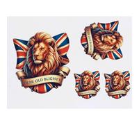 Azeeda 4 x 'Dear Old Blighty British Lion' Temporary Tattoos - Water Resistant, Skin-Safe, Non-Toxic Transfers, Mixed Sizes (TO00103246)