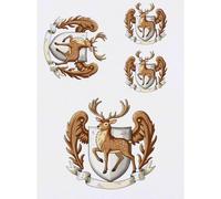 Azeeda 4 x 'Deer Coat of Arms' Temporary Tattoos - Water Resistant, Skin-Safe, Non-Toxic Transfers, Mixed Sizes (TO00098188)