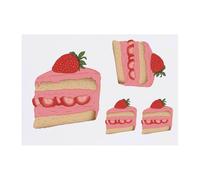 Azeeda 4 x 'Delicious Strawberry Cake Slice' Temporary Tattoos - Water Resistant, Skin-Safe, Non-Toxic Transfers, Mixed Sizes (TO00087182)