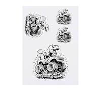 Azeeda 4 x 'Dinosaur Monster Truck Smash' Temporary Tattoos - Water Resistant, Skin-Safe, Non-Toxic Transfers, Mixed Sizes (TO00088242)