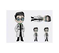 Azeeda 4 x 'Doctor In White Coat' Temporary Tattoos - Water Resistant, Skin-Safe, Non-Toxic Transfers, Mixed Sizes (TO00094334)