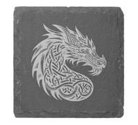 Azeeda 4 x 'Dragon Head Portrait' 10cm Square Slate Coasters (CR00233028)