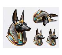 Azeeda 4 x 'Egyptian God Anubis' Temporary Tattoos - Water Resistant, Skin-Safe, Non-Toxic Transfers, Mixed Sizes (TO00101244)