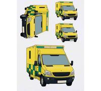 Azeeda 4 x 'Emergency Ambulance' Temporary Tattoos - Water Resistant, Skin-Safe, Non-Toxic Transfers, Mixed Sizes (TO00089368)
