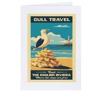 Azeeda 4 x 'English Riviera Gull with Chips' Gift Tags/Labels (GI00132496)