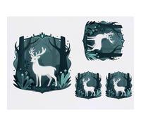 Azeeda 4 x 'Ethereal White Stag Spirit' Temporary Tattoos - Water Resistant, Skin-Safe, Non-Toxic Transfers, Mixed Sizes (TO00098174)