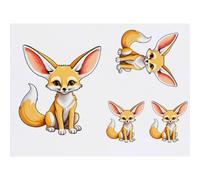 Azeeda 4 x 'Fennec Fox' Temporary Tattoos - Water Resistant, Skin-Safe, Non-Toxic Transfers, Mixed Sizes (TO00097866)