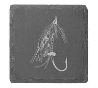 Azeeda 4 x 'Fishing Fly' 10cm Square Slate Coasters (CR00190232)