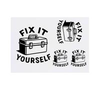 Azeeda 4 x 'Fix It Yourself Tool Box' Temporary Tattoos - Water Resistant, Skin-Safe, Non-Toxic Transfers, Mixed Sizes (TO00092826)