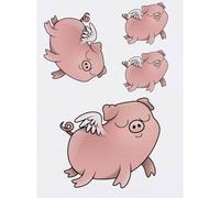 Azeeda 4 x 'Flying Pig' Temporary Tattoos - Water Resistant, Skin-Safe, Non-Toxic Transfers, Mixed Sizes (TO00015918)