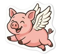 Azeeda 4 x 'Flying Pig' White Premium Vinyl Decal Stickers - Waterproof, Durable & Easy to Apply - for Car Bumpers, Windows, Bins & More - Small (50mm) (DW00177089)