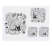 Azeeda 4 x 'Folk Style Woodland Fox' Temporary Tattoos - Water Resistant, Skin-Safe, Non-Toxic Transfers, Mixed Sizes (TO00100042)