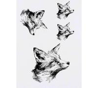 Azeeda 4 x 'Fox Looking Up Portrait' Temporary Tattoos - Water Resistant, Skin-Safe, Non-Toxic Transfers, Mixed Sizes (TO00094588)