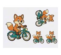 Azeeda 4 x 'Fox Riding a Vintage Bicycle' Temporary Tattoos - Water Resistant, Skin-Safe, Non-Toxic Transfers, Mixed Sizes (TO00105776)