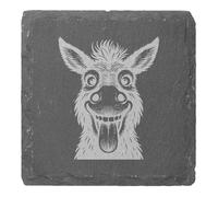 Azeeda 4 x 'Funny Donkey Face' 10cm Square Slate Coasters (CR00233616)