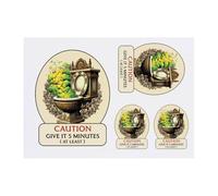 Azeeda 4 x 'Funny Smelly Toilet Warning' Temporary Tattoos - Water Resistant, Skin-Safe, Non-Toxic Transfers, Mixed Sizes (TO00089522)