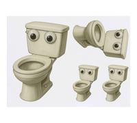 Azeeda 4 x 'Funny Toilet' Temporary Tattoos - Water Resistant, Skin-Safe, Non-Toxic Transfers, Mixed Sizes (TO00093644)