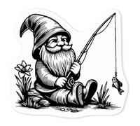 Azeeda 4 x 'Garden Gnome with Fishing Rod' Clear Premium Vinyl Decal Stickers - Waterproof, Durable & Easy to Apply - for Car Bumpers, Windows, Bins & More - Small (50mm) (DC00132044)